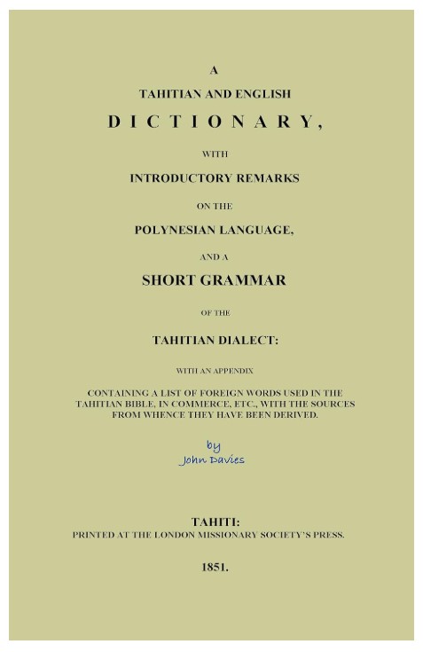 Dictionary of the Tahitian Language
